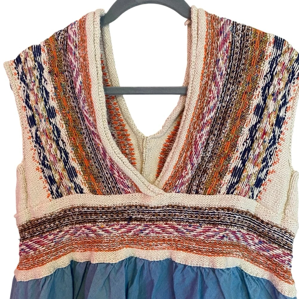 Pilcro Multicolor Knit Blouse with Blue Hem - Picture 4 of 6